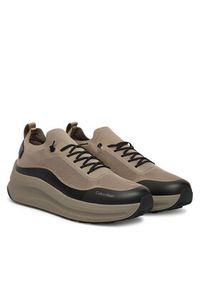 Calvin Klein Sneakersy Chunky Runner Lace Up Sock Knit YM0YM01457 Brązowy. Kolor: brązowy. Materiał: materiał #6