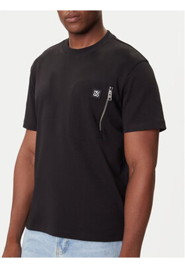 Hugo - HUGO T-Shirt Dargentee 50542566 Czarny Relaxed Fit. Kolor: czarny. Materiał: bawełna