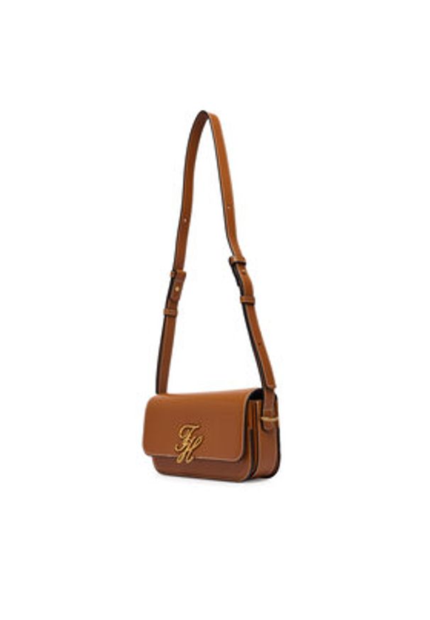 TOMMY HILFIGER - Tommy Hilfiger Torebka Th Script Flap Crossover AW0AW18399 Brązowy. Kolor: brązowy. Materiał: skórzane