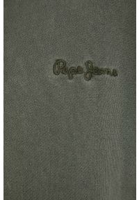 Pepe Jeans sukienka bawełniana kolor zielony mini oversize. Typ kołnierza: kaptur. Kolor: zielony. Materiał: bawełna. Wzór: aplikacja. Typ sukienki: oversize. Długość: mini #3