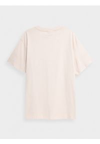 outhorn - T-shirt oversize z nadrukiem męski - kremowy. Okazja: na co dzień. Kolor: kremowy. Materiał: dzianina, bawełna. Wzór: nadruk. Styl: casual