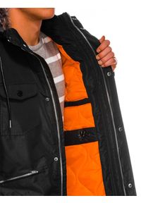 Ombre Clothing - Kurtka męska zimowa parka C410 - czarna - XL. Kolor: czarny. Materiał: poliester. Sezon: zima #2