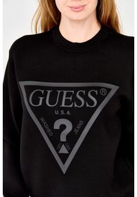 Guess - GUESS Czarna damska bluza z dużym logo. Kolor: czarny. Materiał: wiskoza #5