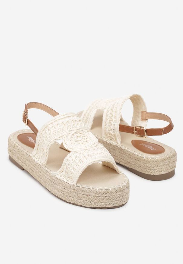 Born2be - Beżowe Sandały Boho na Plecionej Platformie z Szerokim Paskiem Caesari. Zapięcie: pasek. Kolor: beżowy. Obcas: na platformie. Styl: boho