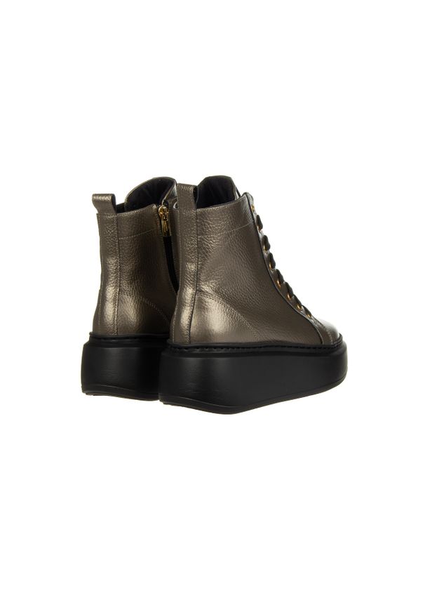 Trzewiki Bayla-159 4843 148-F Ciemny Srebrny Lico 159173, Skóra naturalna. Kolor: złoty. Materiał: skóra. Szerokość cholewki: normalna. Sezon: jesień, zima. Obcas: na obcasie. Wysokość obcasa: średni