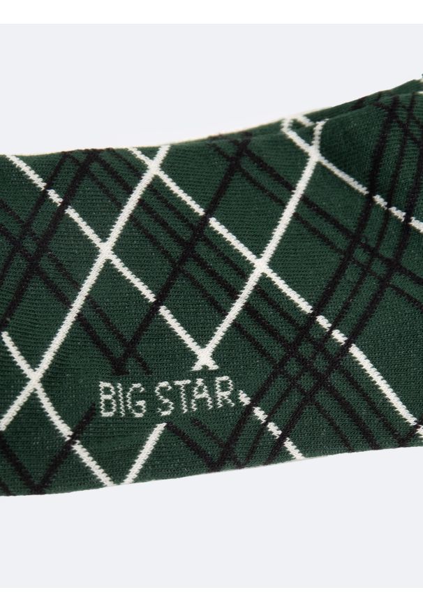 Big-Star - Skarpety męskie bawełniane w romby zielone Pledi 304. Kolor: zielony. Materiał: bawełna. Wzór: aplikacja