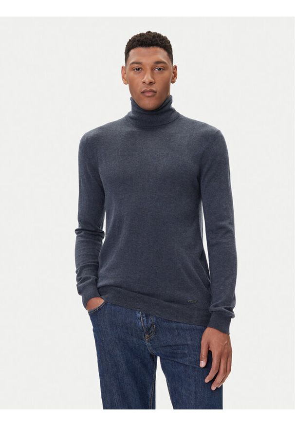 Guess Golf M5BR09 Z0432 Granatowy Regular Fit. Typ kołnierza: golf. Kolor: niebieski. Materiał: syntetyk