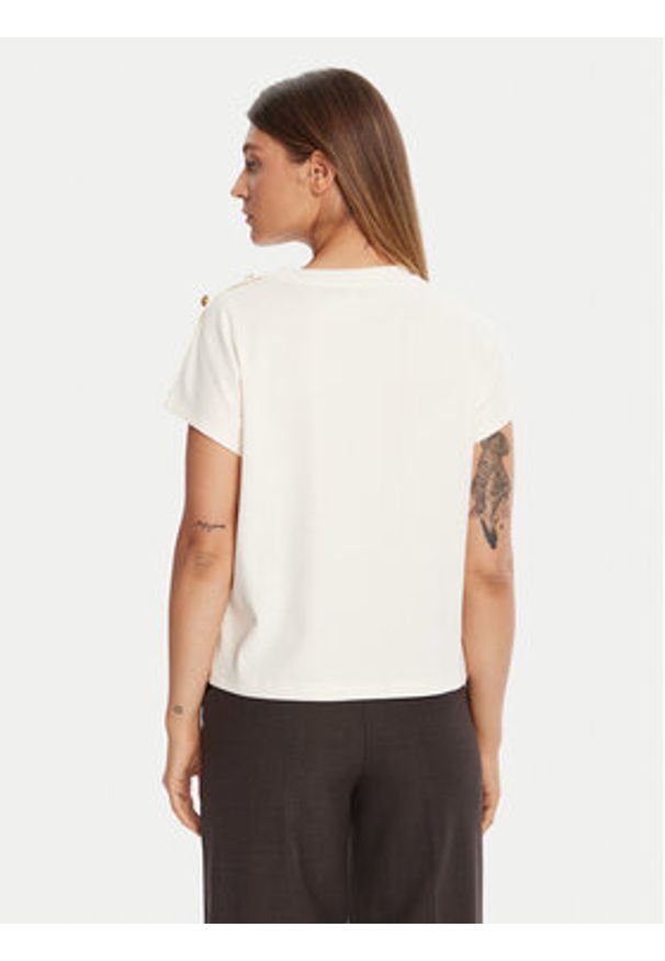 TOMMY HILFIGER - Tommy Hilfiger T-Shirt Gold Button WW0WW47455 Écru Regular Fit. Materiał: bawełna