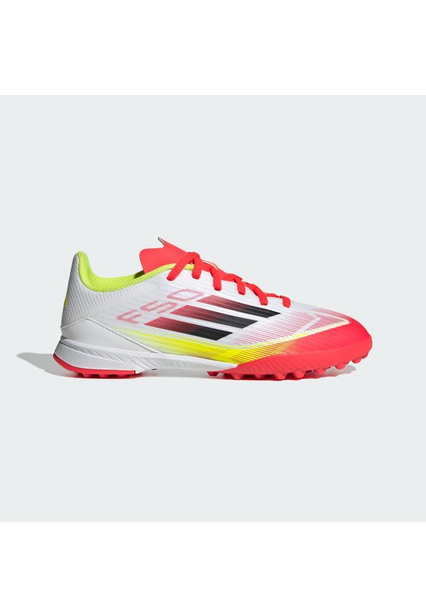 Adidas - Buty F50 League TF Kids. Kolor: czarny, biały, wielokolorowy, żółty. Sport: piłka nożna
