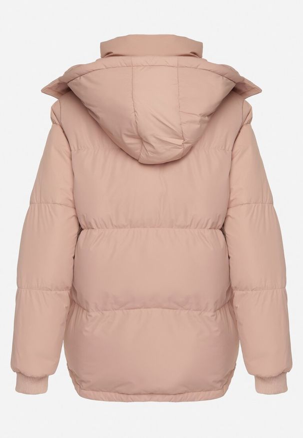 Born2be - Różowa Pudełkowa Kurtka Pikowana z Kapturem Anena. Typ kołnierza: kaptur. Kolor: różowy. Styl: elegancki