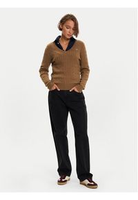 GANT - Gant Sweter 4800101 Brązowy Slim Fit. Kolor: brązowy. Materiał: bawełna #4