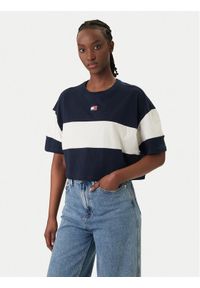 Tommy Jeans T-Shirt Badge Colour-Blocked DW0DW18706 Granatowy Oversize. Kolor: niebieski. Materiał: bawełna #1