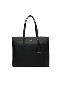 Calvin Klein Torebka Ck Must Aop Medium Shopper W/Poc LV04F3225G Czarny. Kolor: czarny. Materiał: skórzane