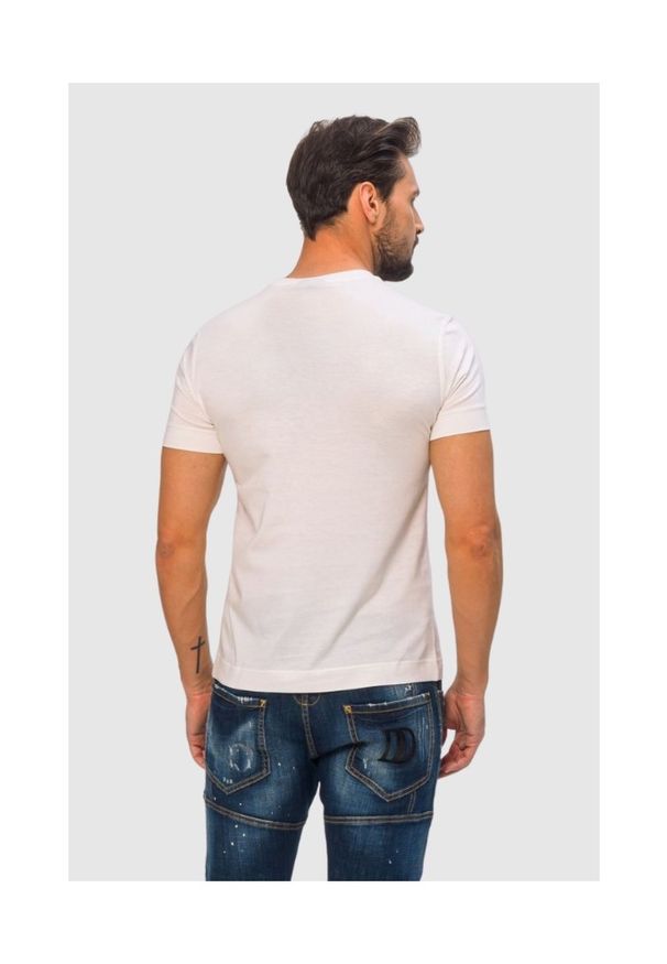 Emporio Armani - EMPORIO ARMANI Biały t-shirt męski z wyszywanym logo. Kolor: biały. Materiał: prążkowany