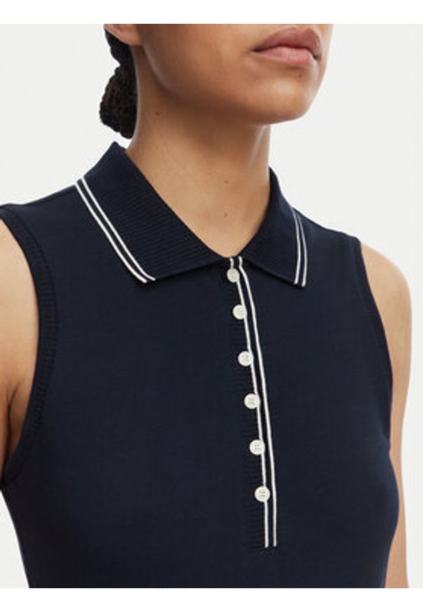 TOMMY HILFIGER - Tommy Hilfiger Sukienka codzienna 1985 Pleated WW0WW49621 Granatowy Regular Fit. Okazja: na co dzień. Kolor: niebieski. Materiał: syntetyk. Typ sukienki: proste. Styl: casual