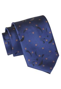 Męski Krawat Angelo di Monti - Granat z Drobnym Wzorem. Kolor: niebieski. Materiał: tkanina. Styl: wizytowy, elegancki