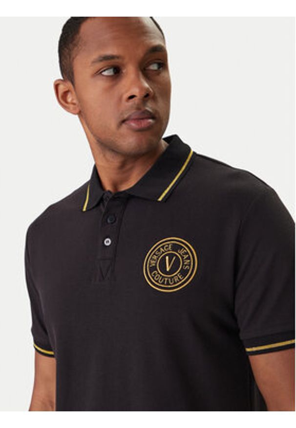 Versace Jeans Couture Polo 80GAGT03 CJ01T Czarny Regular Fit. Typ kołnierza: polo. Kolor: czarny. Materiał: bawełna