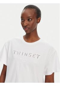 TwinSet - TWINSET T-Shirt 251TT2041 Biały Relaxed Fit. Kolor: biały. Materiał: bawełna