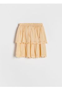 Reserved - Spódnica z falbanami - kremowy. Kolor: kremowy. Materiał: wiskoza