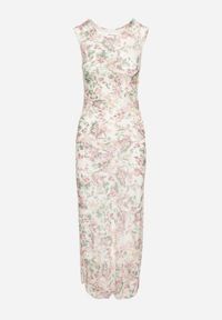 Born2be - Biała Dopasowana Sukienka w Kwiaty Meluvea. Okazja: na co dzień. Kolor: biały. Materiał: jeans. Wzór: kwiaty. Typ sukienki: proste. Styl: casual, klasyczny #5