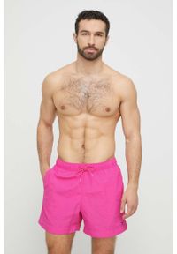 TOMMY HILFIGER - Tommy Hilfiger szorty kąpielowe kolor różowy. Kolor: różowy. Materiał: tkanina, poliamid #2