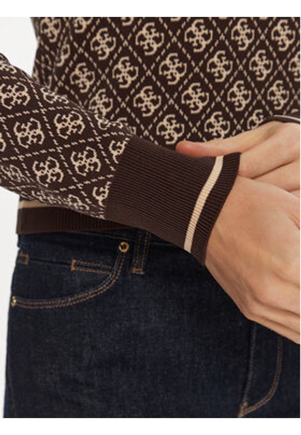 Guess Sweter Lise W4BR21 Z37K0 Brązowy Slim Fit. Kolor: brązowy. Materiał: wiskoza, syntetyk