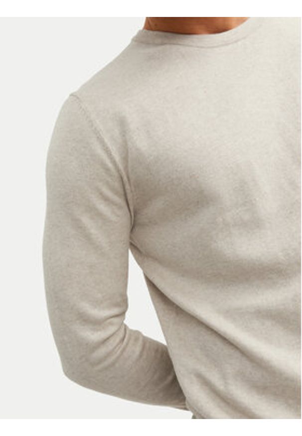 Jack & Jones - Jack&Jones Sweter Emil 12208364 Beżowy Regular Fit. Kolor: beżowy. Materiał: bawełna