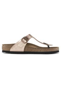 Japonki Birkenstock Gizeh Bs 1023943 złoty. Kolor: złoty. Materiał: welur, syntetyk, materiał, skóra. Styl: klasyczny