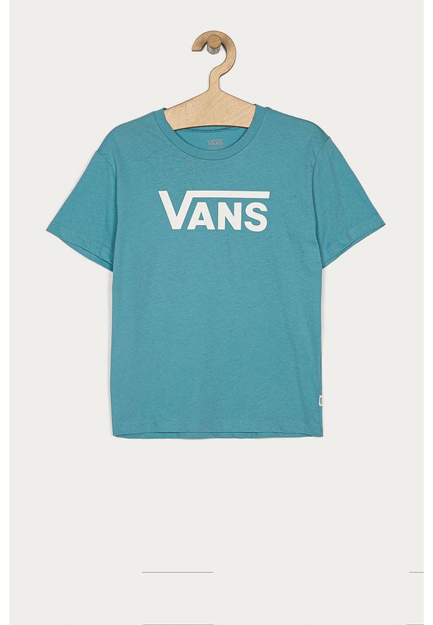 Vans - T-shirt dziecięcy 129-173 cm. Okazja: na co dzień. Kolor: niebieski. Materiał: bawełna, dzianina. Długość rękawa: krótki rękaw. Długość: krótkie. Wzór: nadruk. Styl: casual