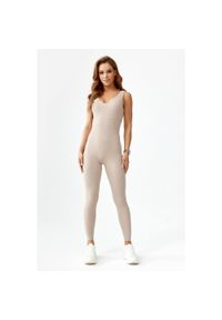 ROUGH RADICAL - Kombinezon fitness damski szybkoschnący Rough Radical Harmony Jumpsuit. Kolor: beżowy. Sport: fitness