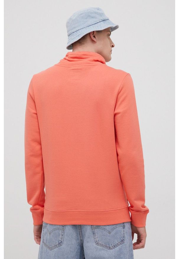 Tom Tailor bluza bawełniana męska kolor pomarańczowy z kapturem z nadrukiem. Typ kołnierza: kaptur. Kolor: pomarańczowy. Materiał: bawełna. Wzór: nadruk