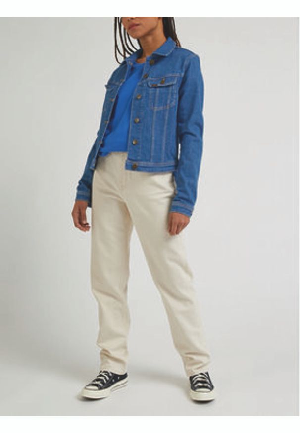 Lee Kurtka jeansowa Rider L54MGWB01 112330459 Niebieski Regular Fit. Kolor: niebieski. Materiał: bawełna