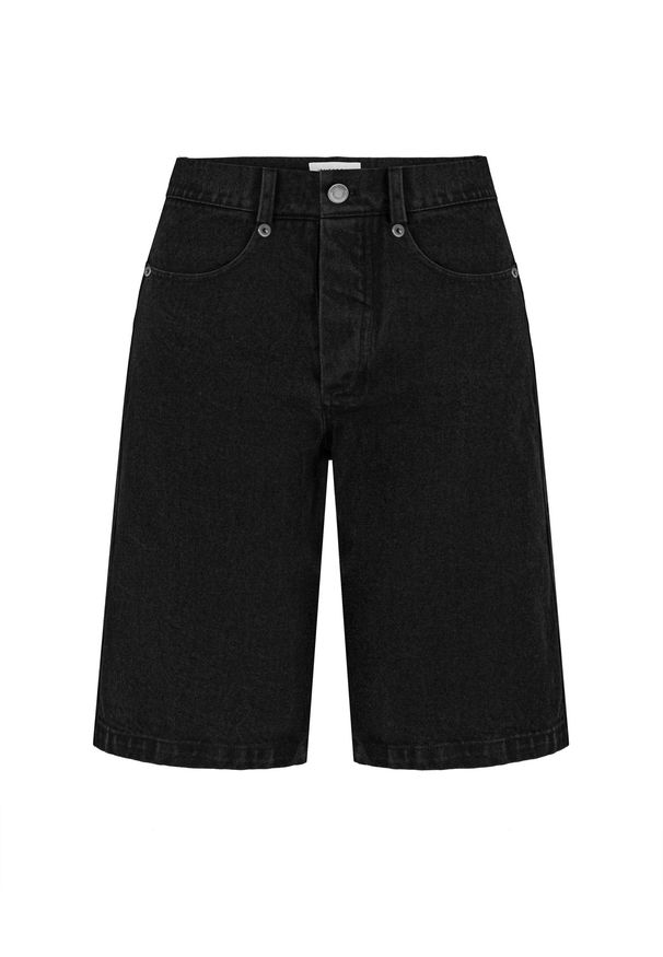 JENESEQUA - Jeansowe bermudy Jasper. Kolor: czarny. Materiał: jeans. Wzór: aplikacja, haft. Styl: klasyczny, sportowy, elegancki