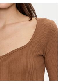 Brave Soul Bluzka LLT-624SARAH Brązowy Slim Fit. Kolor: brązowy. Materiał: bawełna