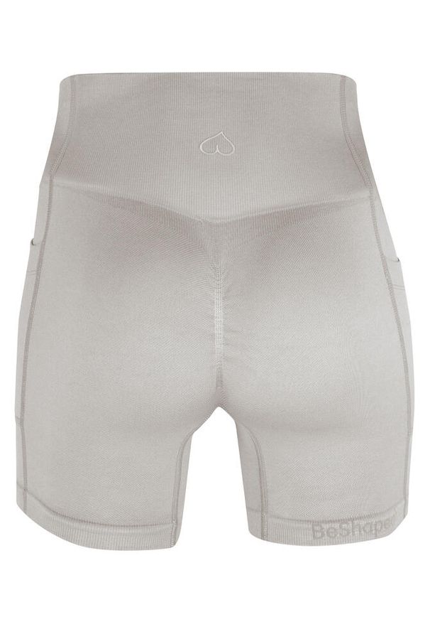 BESHAPED - Szorty fitness damskie Beshaped Lift Me Up z kieszeniami. Kolor: szary. Materiał: nylon. Sport: fitness