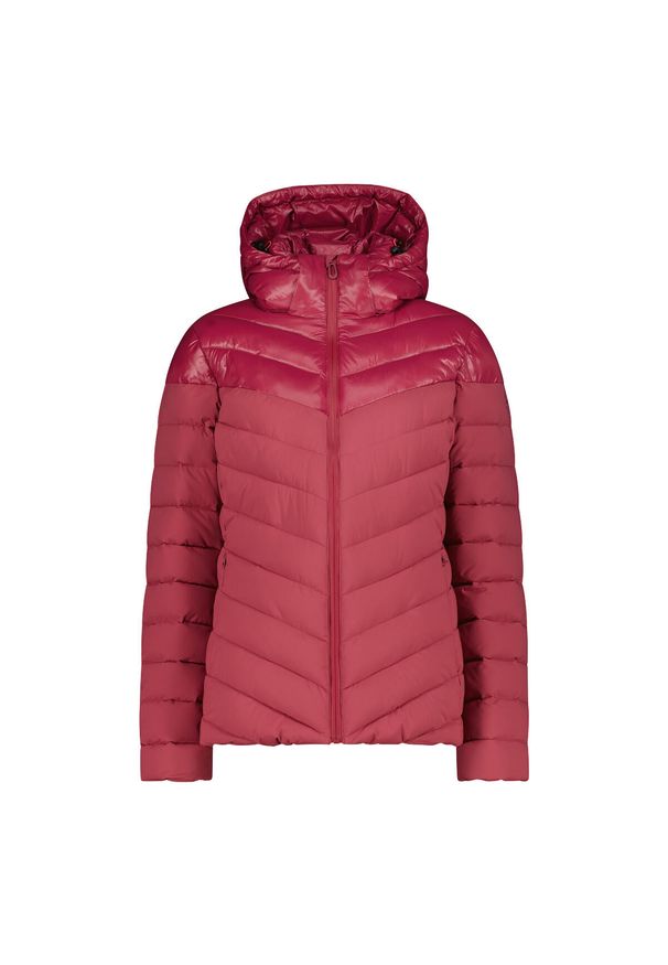 Kurtka puchowa z kapturem na zamek Sorona Aura damska CMP. Typ kołnierza: kaptur. Kolor: czerwony. Materiał: puch. Sport: turystyka piesza