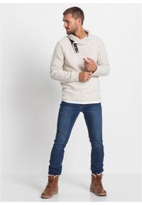 bonprix - Sweter z szalowym kołnierzem. Kolor: beżowy. Materiał: dzianina #2