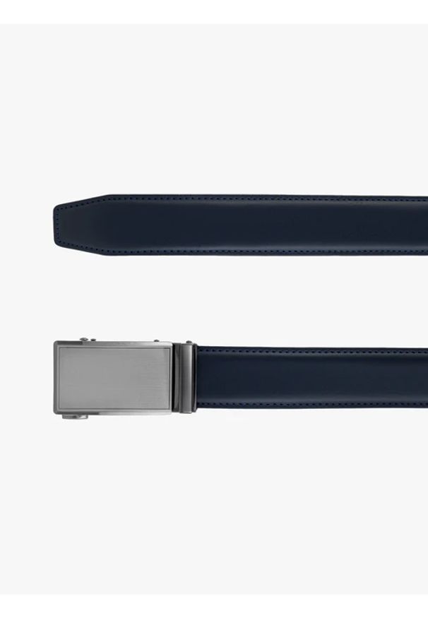 Ryłko - Granatowy pasek ze skóry licowej. Kolor: niebieski. Materiał: skóra. Styl: klasyczny, street, elegancki