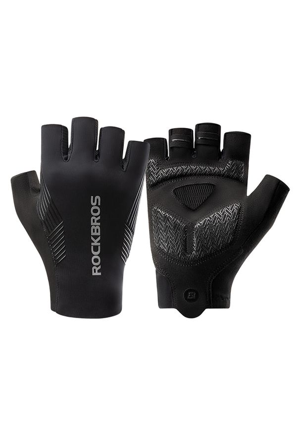 ROCKBROS - Rękawiczki rowerowe Rockbros wiosna/lato/jesień, krótkie palce. Kolor: czarny. Sezon: jesień, lato, wiosna