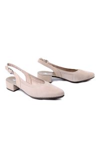 Rieker - RIEKER 47063-60 beige, czółenka damskie. Kolor: beżowy. Materiał: guma. Obcas: na obcasie. Wysokość obcasa: średni #1