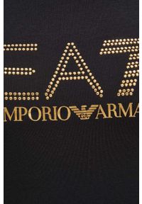 EA7 Emporio Armani t-shirt damski kolor czarny. Kolor: czarny. Materiał: dzianina. Długość rękawa: krótki rękaw. Długość: krótkie. Wzór: nadruk, aplikacja. Styl: klasyczny #4