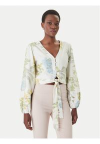 Guess Bluzka W6GHA4 W2565 Kremowy Regular Fit. Kolor: kremowy. Materiał: len #1