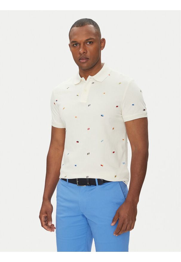 TOMMY HILFIGER - Tommy Hilfiger Polo Critter MW0MW39044 Beżowy Regular Fit. Typ kołnierza: polo. Kolor: beżowy. Materiał: bawełna