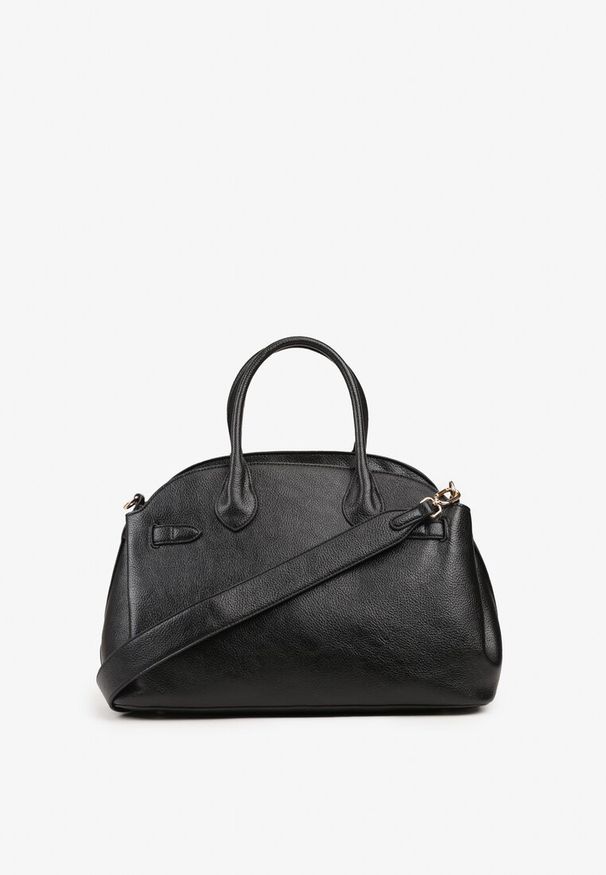 Born2be - Czarna Trzykomorowa Torebka Shopper z Dwoma Rączkami i Paskiem Arivire. Kolor: czarny. Styl: casual, elegancki. Rodzaj torebki: na ramię