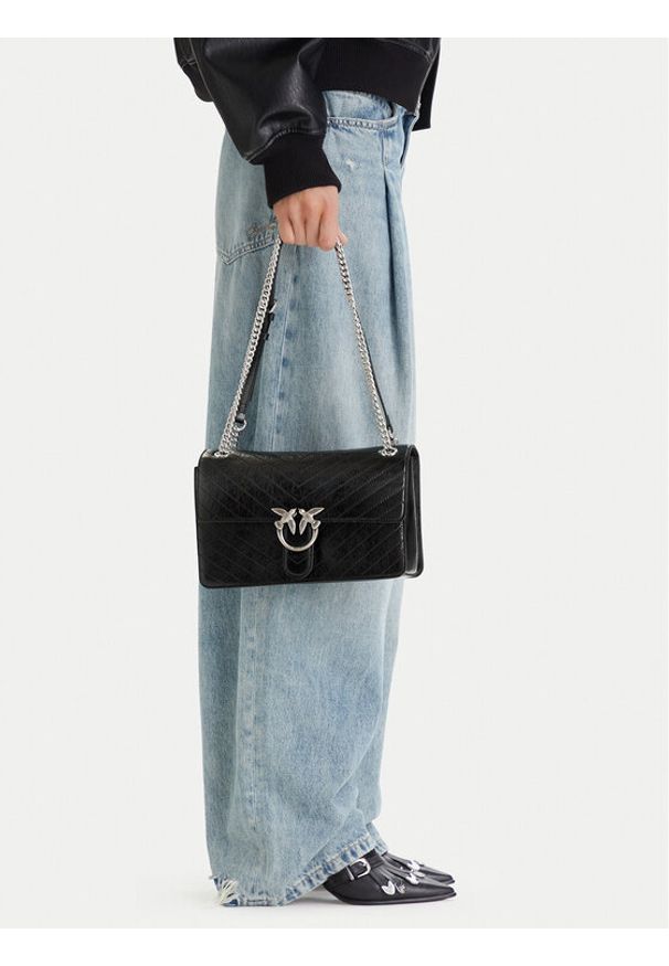 Pinko - PINKO Torebka Love One Light Classic AI 25-26 PLTT 106174 A2JC Czarny. Kolor: czarny. Materiał: skórzane