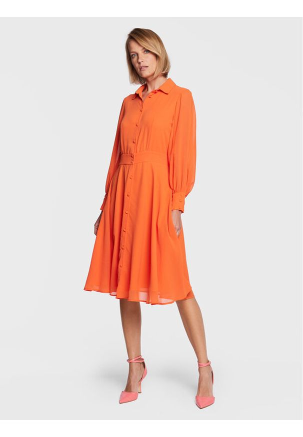 Fracomina Sukienka koszulowa FS23SD2003W41201 Pomarańczowy Regular Fit. Kolor: pomarańczowy. Materiał: syntetyk. Typ sukienki: koszulowe
