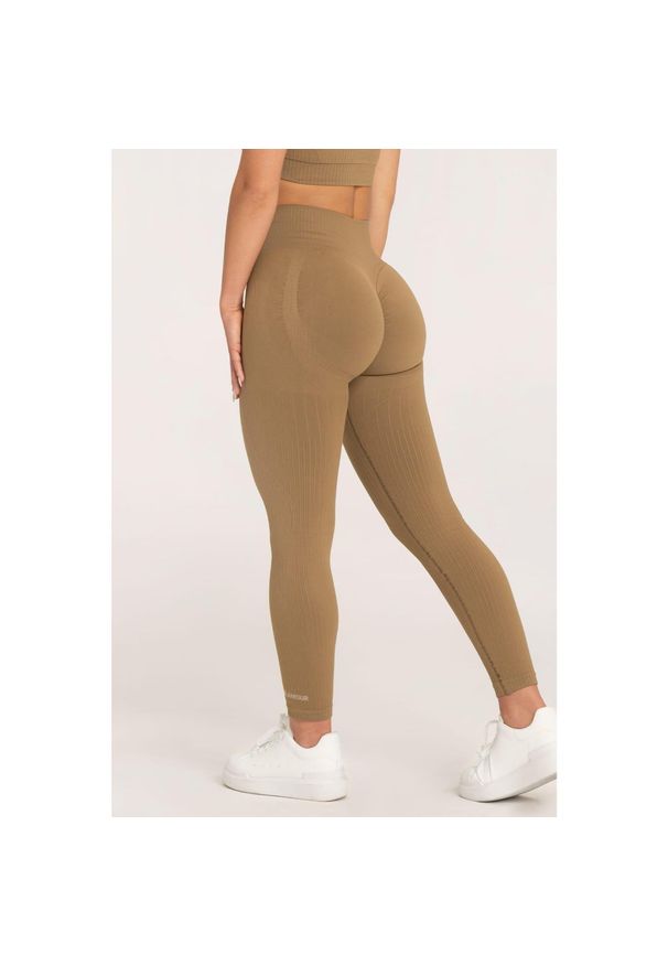 GYM GLAMOUR - Legginsy fitness damskie Gym Glamour push up 2.0. Kolor: żółty. Sport: fitness
