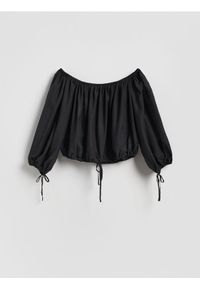 Reserved - Bluzka z lyocellem - czarny. Kolor: czarny. Materiał: tkanina
