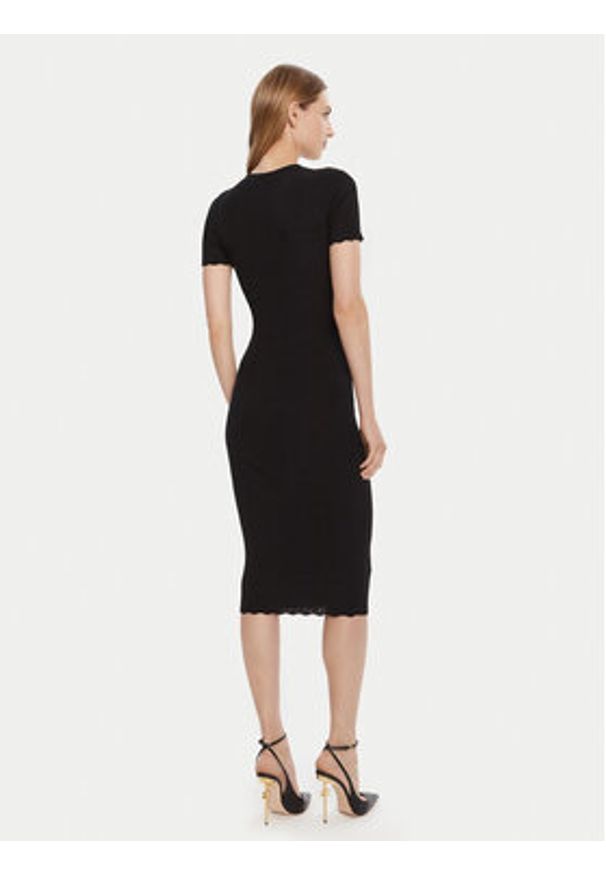 Elisabetta Franchi Sukienka dzianinowa AM-53S-51E2 Czarny Slim Fit. Kolor: czarny. Materiał: wiskoza