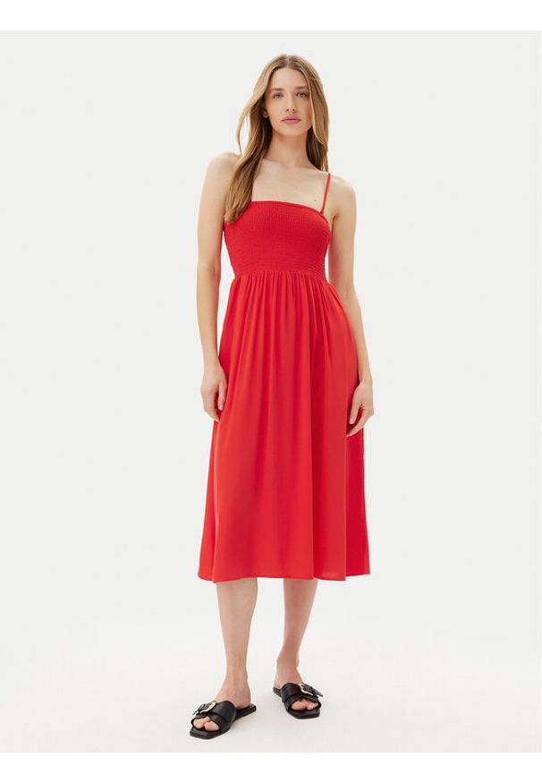 Vero Moda Sukienka letnia Easy 10328766 Czerwony Regular Fit. Kolor: czerwony. Materiał: wiskoza. Sezon: lato